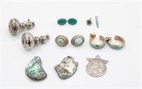 Jewelry Lot Includes Silver Abalone & Turquoise