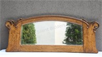 Tiger Oak Beveled Wall Mirror with Applied Carved
