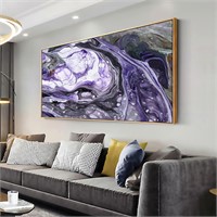 Wall Art Abstract Artwork Purple Black Fluid Ink