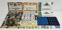 HUGE LOT OF ASSORTED COINS & CURRENCY