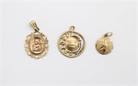 (3) 14K Gold Necklace Pendants