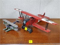 Plastic Red Baron & Small Wooden WW1 Plane