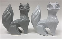2 Ceramic Fox Sculptures