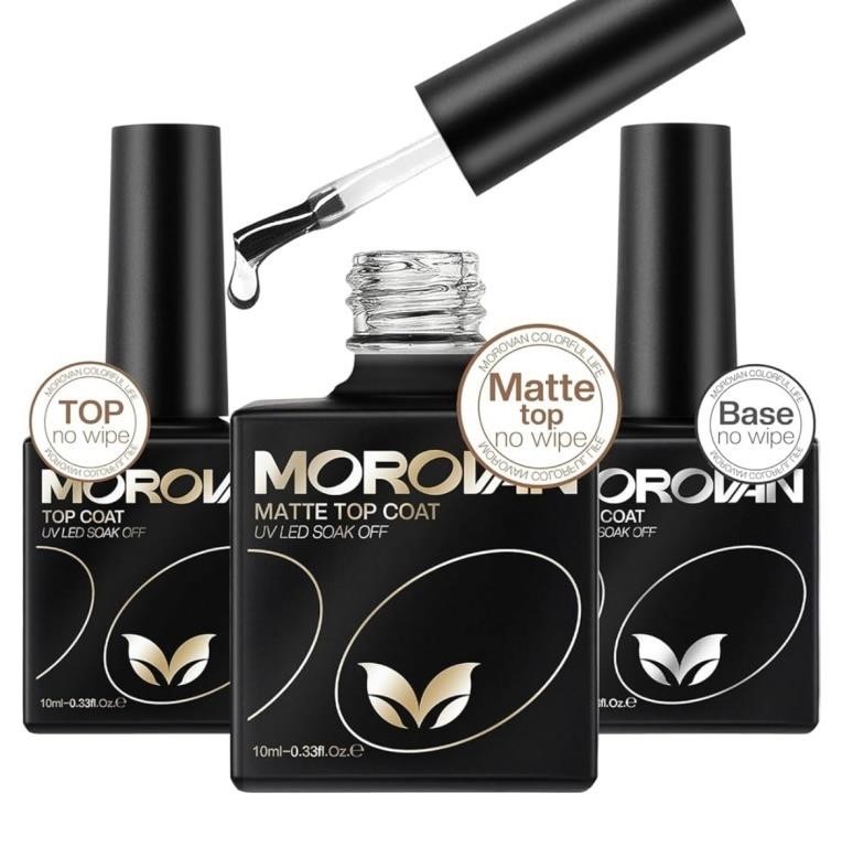 Morovan Gel Base Top Coat: 3PCS Gel Top and Base