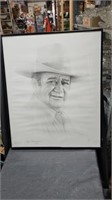 1988 John Wayne Charcoal Print By Gary Saderup