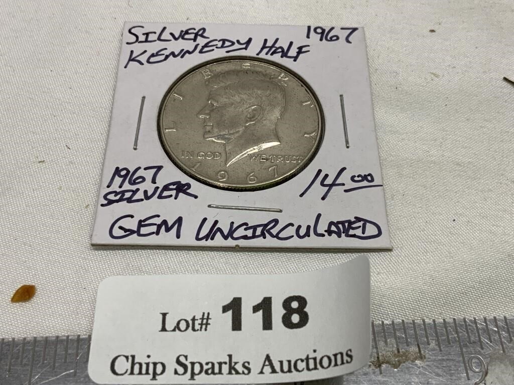 Silver 1967 GEM Uncirculated Kennedy Half
