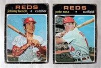 1971 Topps Johnny Bench 250 & Pete Rose 100 Cards