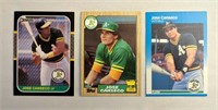 3 Jose Canseco "Rookie" Cards Donruss Topps Fleer