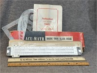 Slide Rule in Box, Drawing Curve & Triangle, Ruler