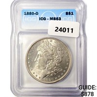 1880-O Morgan Silver Dollar ICG MS63