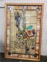 CAROUSEL STAINED GLASS HORSE DISPLAY