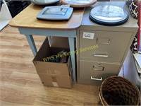 2 Drawer Metal File Cabinet, Office Table, Etc.