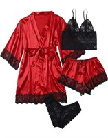 (Size: XXL) ZIJEFA Women's Sleepwear 4 Piece set