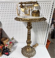 Antique French Brass & Marble Telephone Table