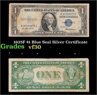 1935F $1 Blue Seal Silver Certificate Grades vf++