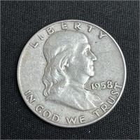 1958 Franklin Silver Half Dollar