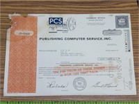 Publishing computer service stock certificate