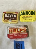 Vintage Helps, Anacin and Bayer Tins