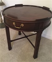 Baker Furniture Drum Style Single Drawer Table