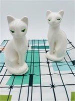 MCM Ivory Ceramic Green Eyed Cats