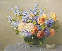 A.D. GREER (1904-1998) FLOWERS IN VASE, 24" x 30"