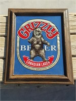 "Grizzly Beer" Framed Beer Mirror