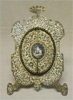Antique Embossed Brass Table Top Picture Frame.