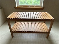Slatted wooden bench/table