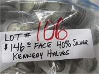 $146 Face value 40% Silver Kennedy Halves