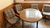 Vintage Kitchen Table & 4 Rolling Arm Chairs