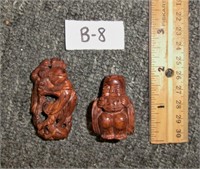 B-   2 carved wood Netsukes