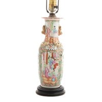 Chinese Export Rose Medallion vase lamp