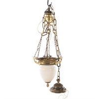 Victorian gilt bronze & alabaster hanging light
