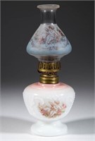 FOSTORIA DECORATED OPAQUE GLASS MINIATURE LAMP,