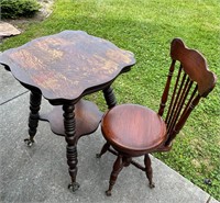 Early 1900's Claw Ball ft Parlor Table & Chair