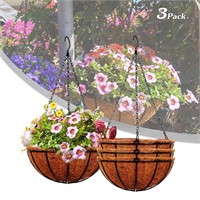 3Pack/14inch Metal Hanging Planter Basket with Coc