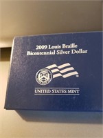 2009 Louis Braille Bicentennial Silver Dollar Prof