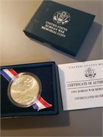 US Mint 1991 Korean War Memorial SIlver Coin