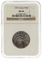 1997 US PLATINUM EAGLE $50 COIN NGC MS69