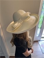 Cream Wide Hat by Frank Olive for Gabriel Amar