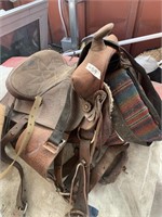 Horse saddle with equestrian accessories