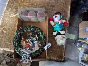 Pear Ornaments & Christmas Plastic Wreath