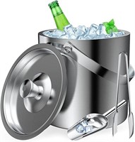 (N) FiveHome Ice Bucket 2L with Lid and Tongs, Sco