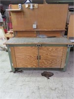 LARGE WORK BENCH 69"T X 63"W X 30"D