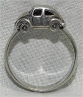 Whimsical .925 Sterling Volkswagen Ring, Sz 8