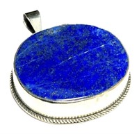 Large 925 Sterling Silver Lapis Lazuli Pendant