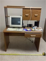 Computer cabinet w computer screen and keyboard ,