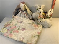 Spring Tablecloth & Bunny Decor