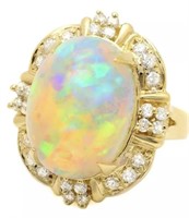 12.68 Cts Natural Ethiopian Opal Diamond Ring