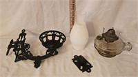 Cast Iron Wall Bracket w/ Lantern & Shade